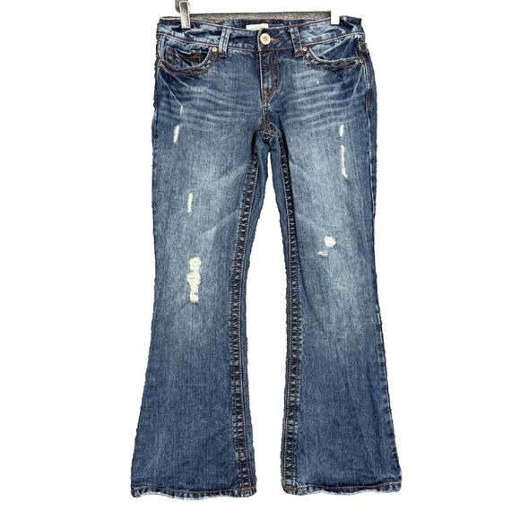 Aeropostale Denim - Aeropostale Jeans‎ Womens 8 Short Blue Hailey Skinny Flare Distressed Low Rise